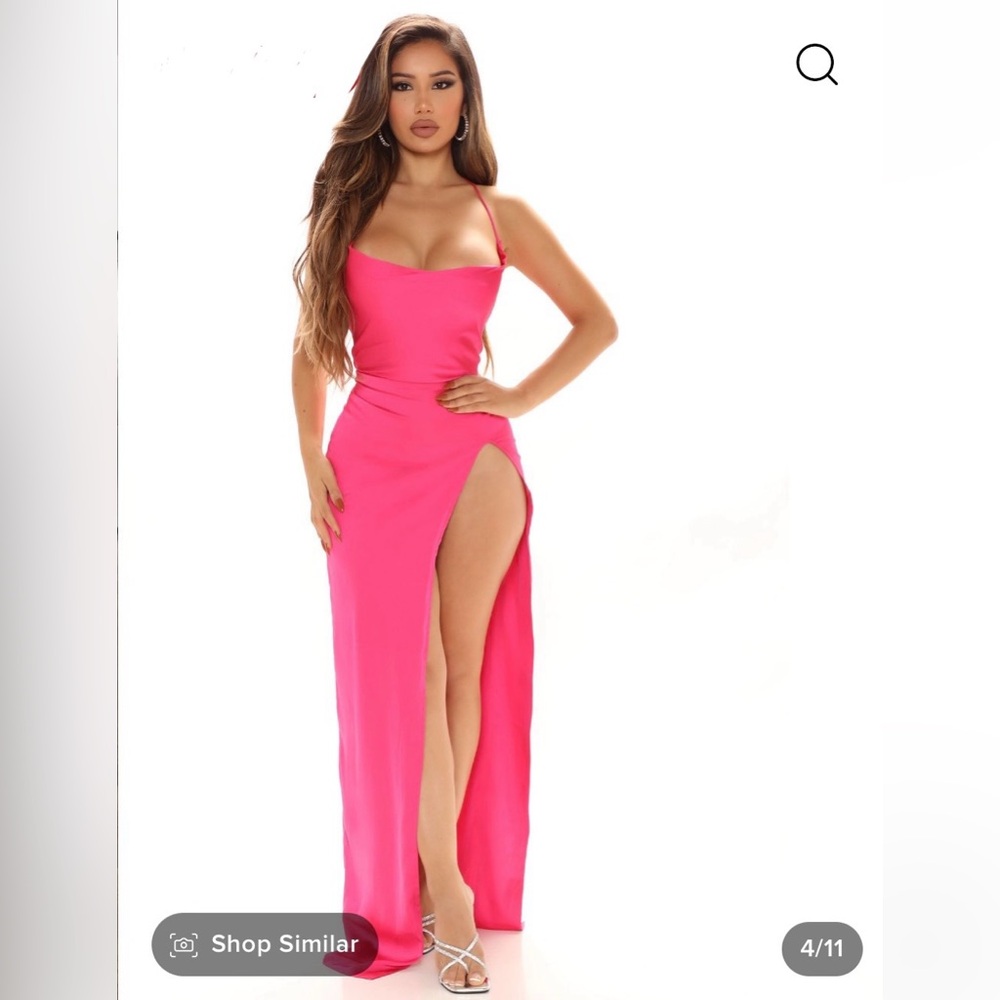 Annika Satin Maxi Dress - Hot Pink